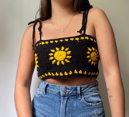 Black Sundance Crochet Crop Top