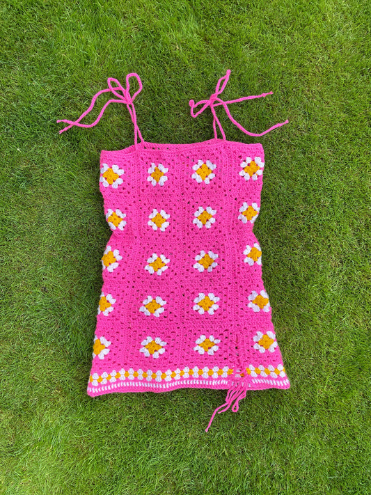 Cameron Pink Crochet Dress - M