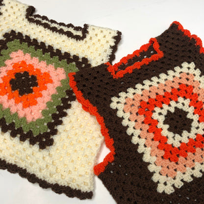 Classic 70s Style Brown Granny Square Crochet Vest