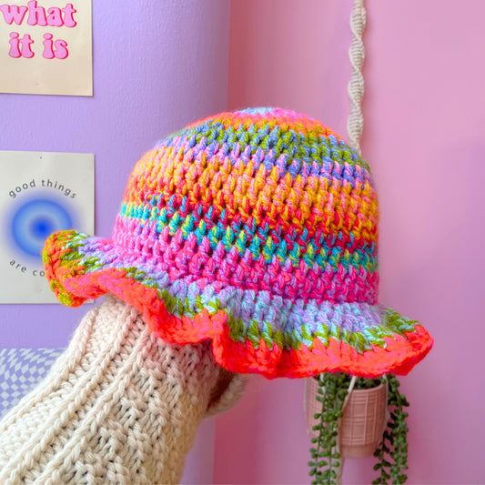 Emily - Rainbow Crochet Bucket Hat