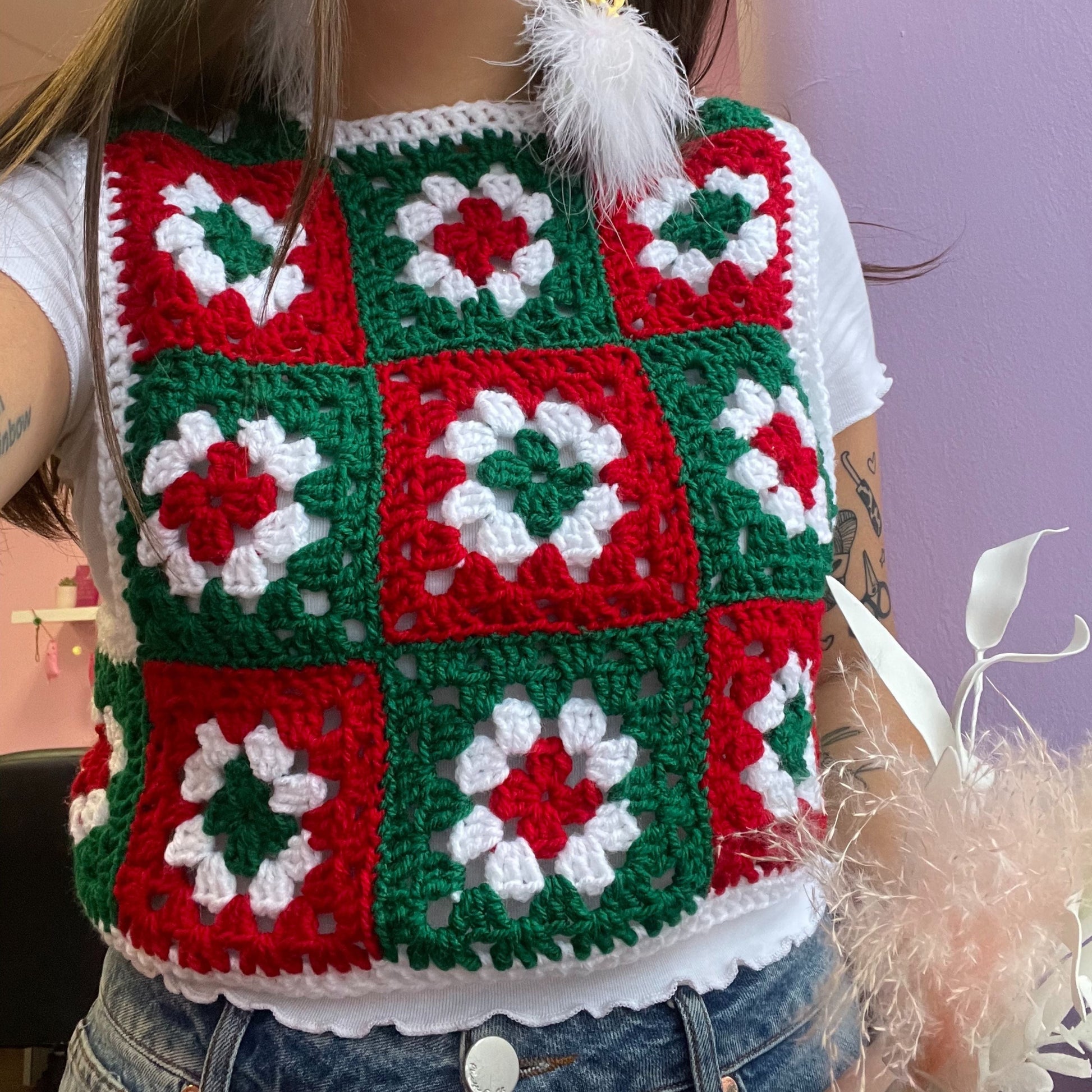 Festive Granny Square Vest Size S/M – Hooked By Lou