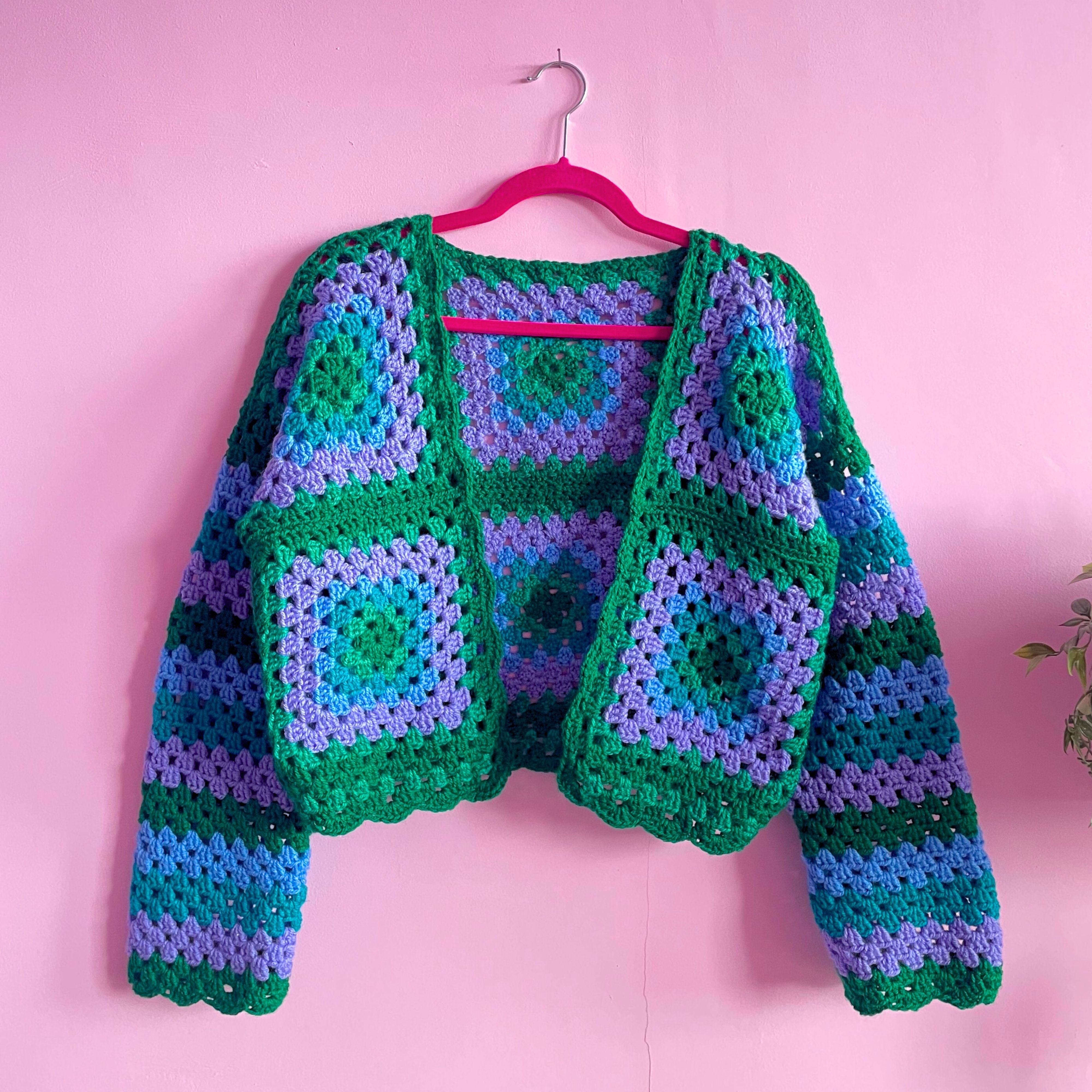 Green crochet cardigan hotsell