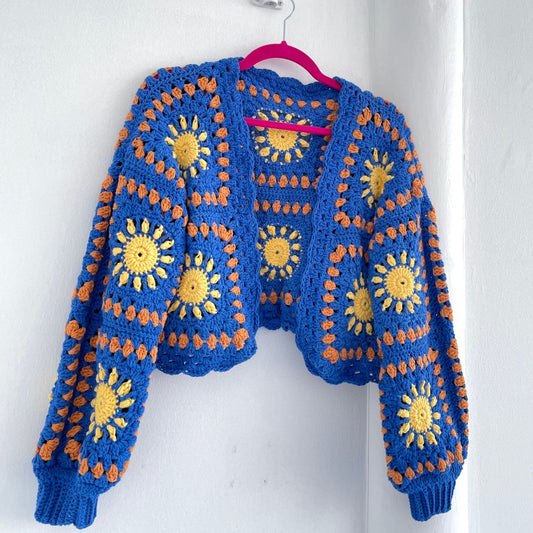 Hixiiee Patchwork Handmade Crochet Cardigan - 100% Cotton