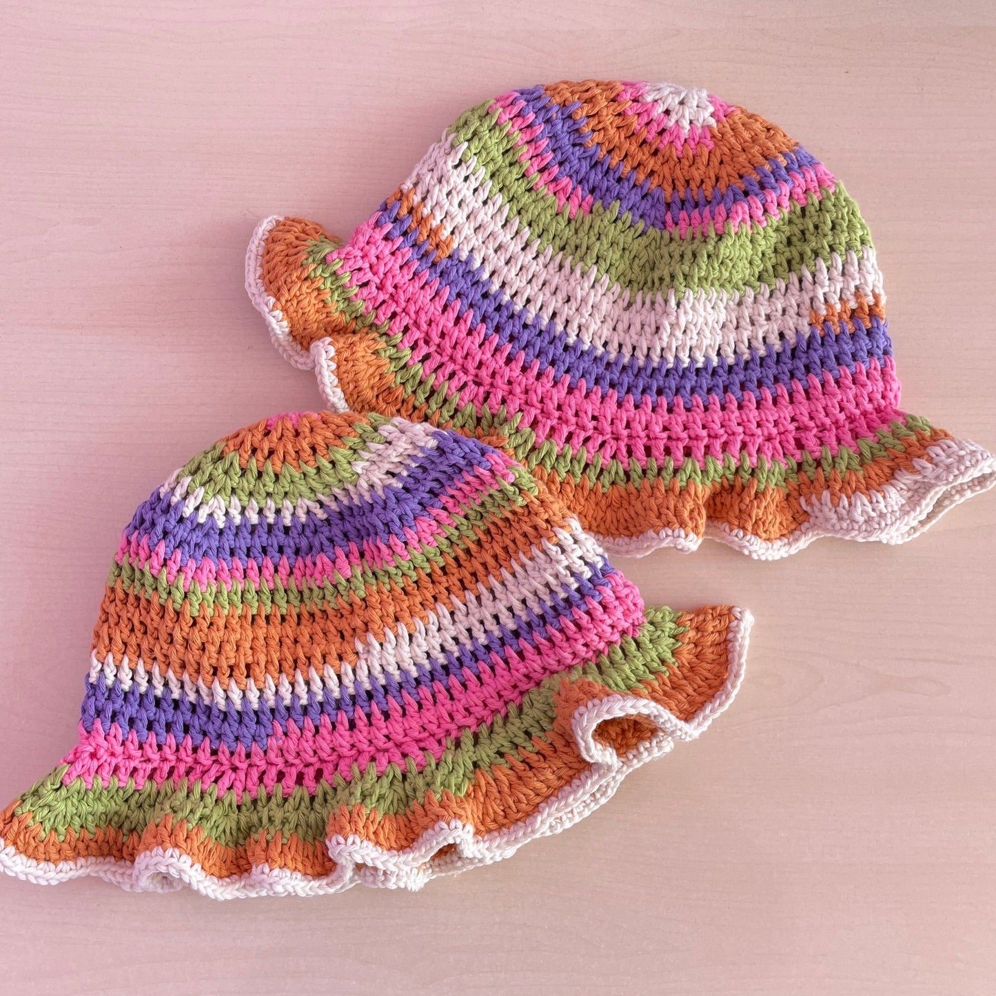 Crochet Striped Colourful Bucket Hat