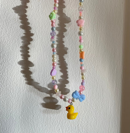 Kawaii Picnic Beaded Duck Necklace - Demon Kitty