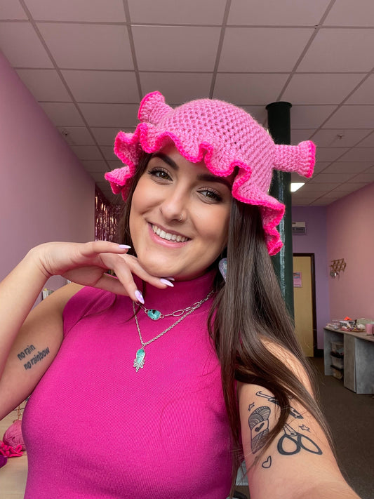 Pink Crochet Shrek Hat