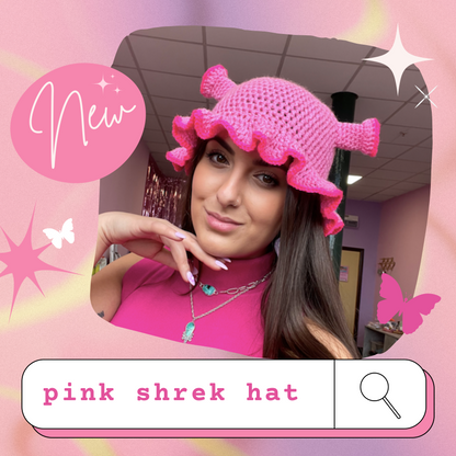 NEW pink shrek hat crochet 