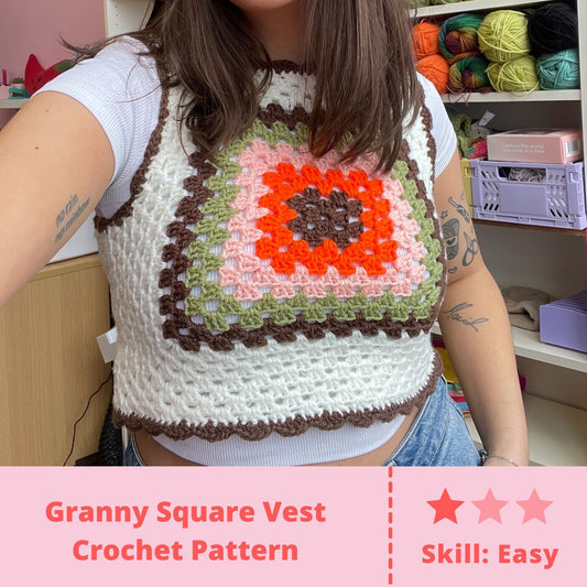 Granny square crochet vest pattern easy