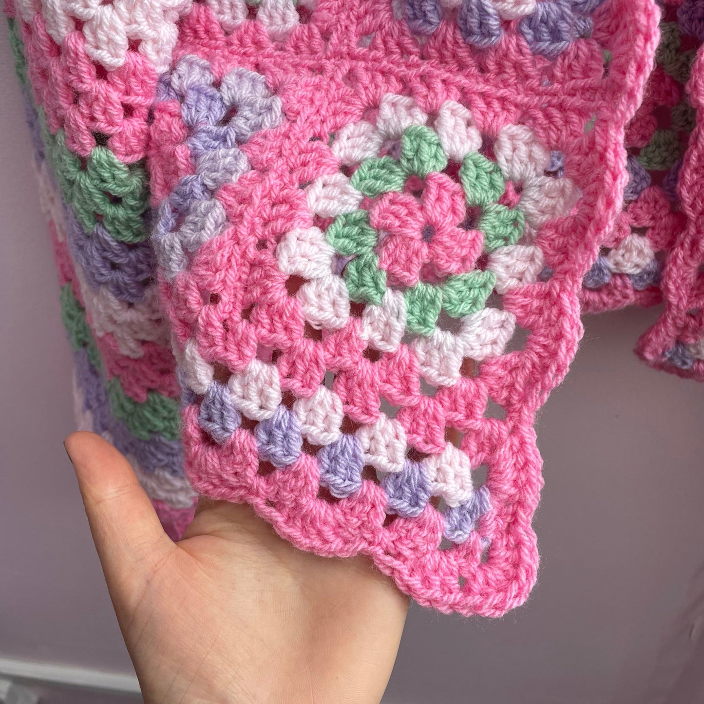 Handmade pink crochet cardigan