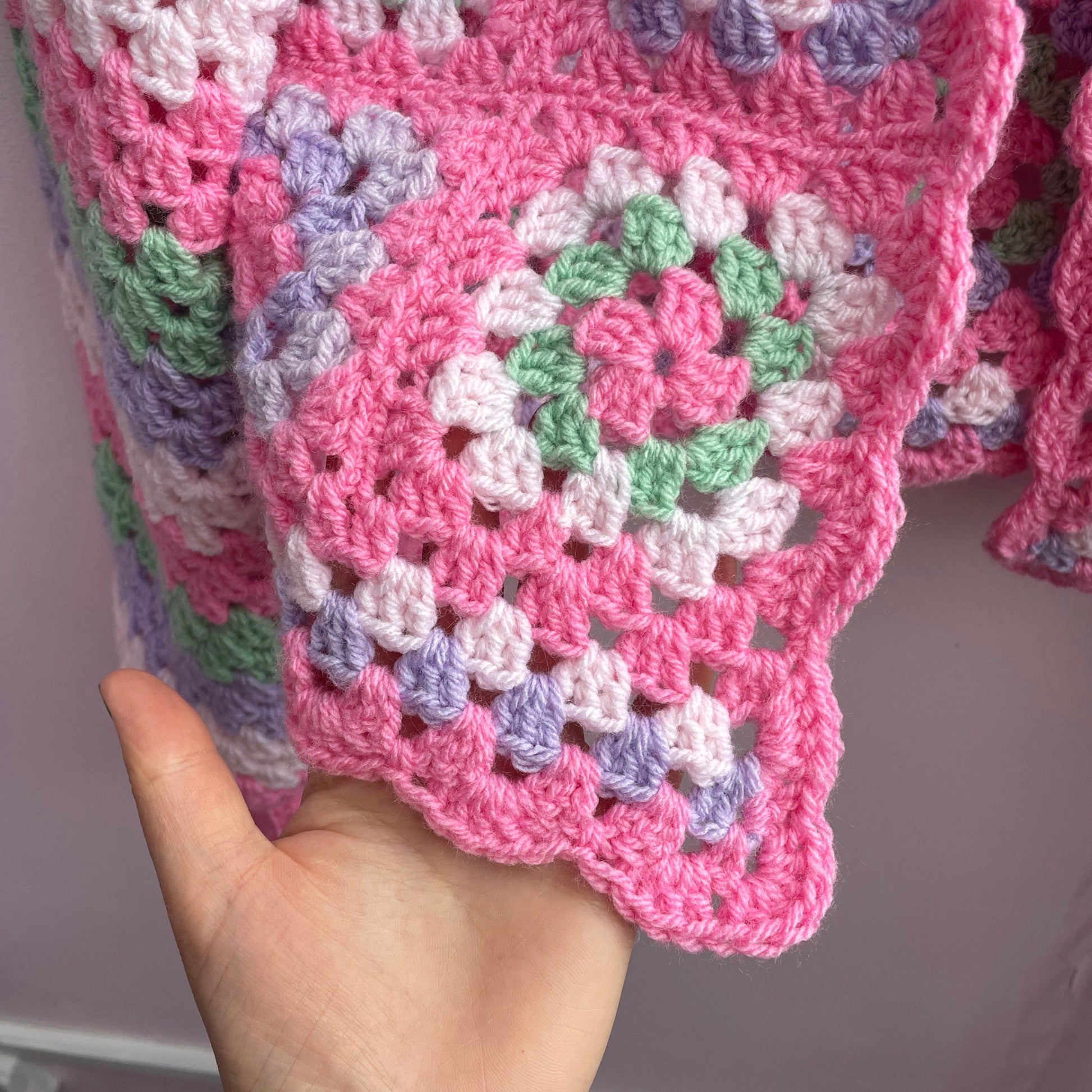 Handmade pink crochet cardigan