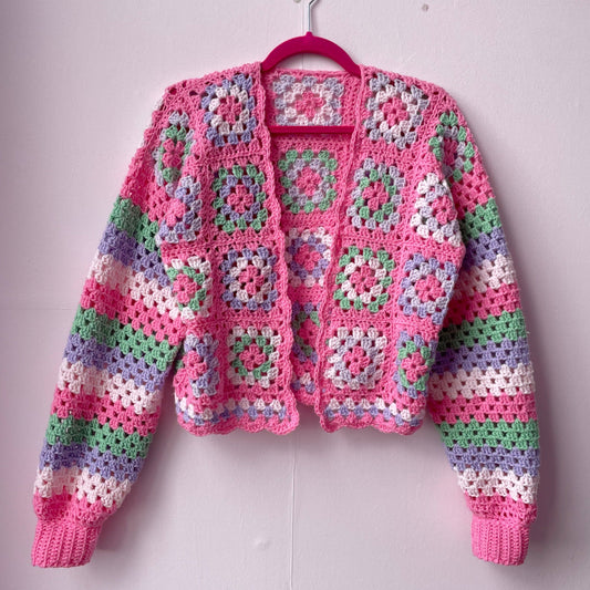 Hooked by lou handmade crochet cardigan in pink