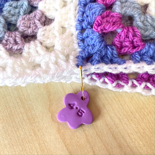 Purple Flower WIP Crochet Hook Size Reminders | Stitch Markers