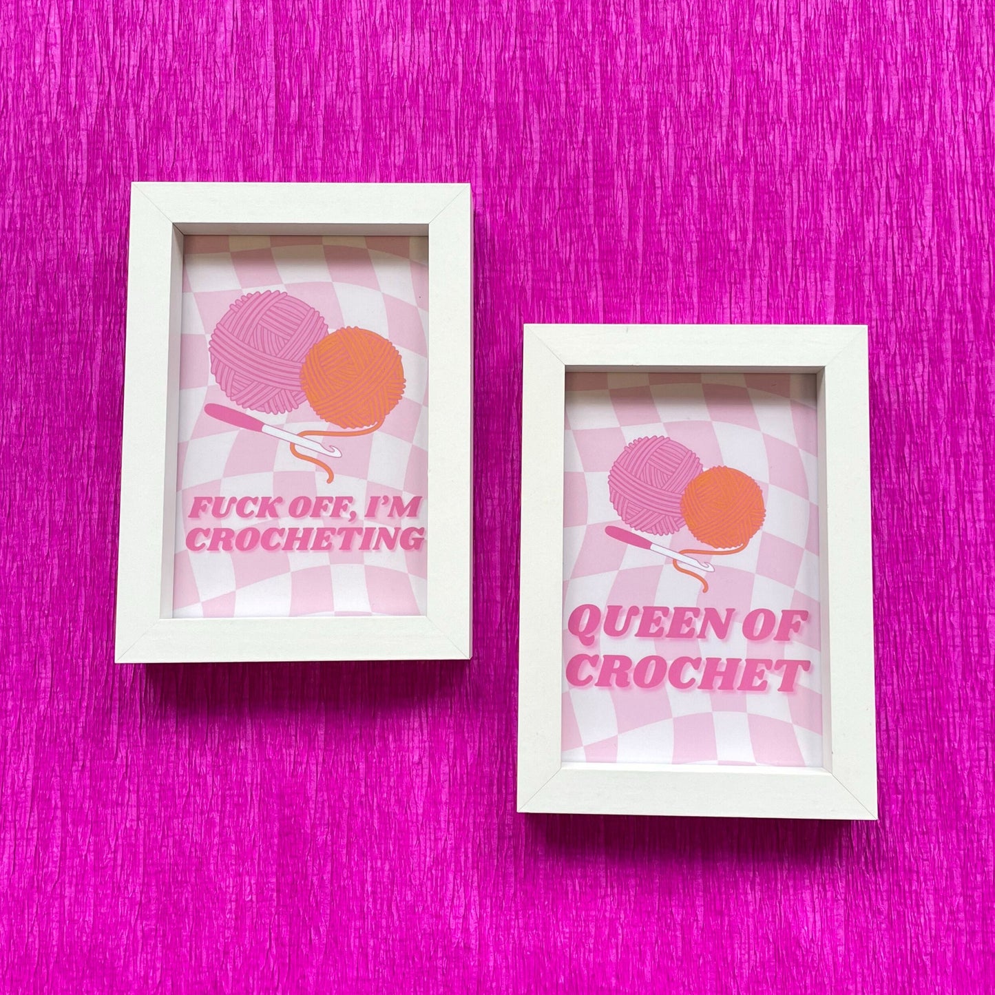 Queen of Crochet - Pink A5/A6 Wall Print