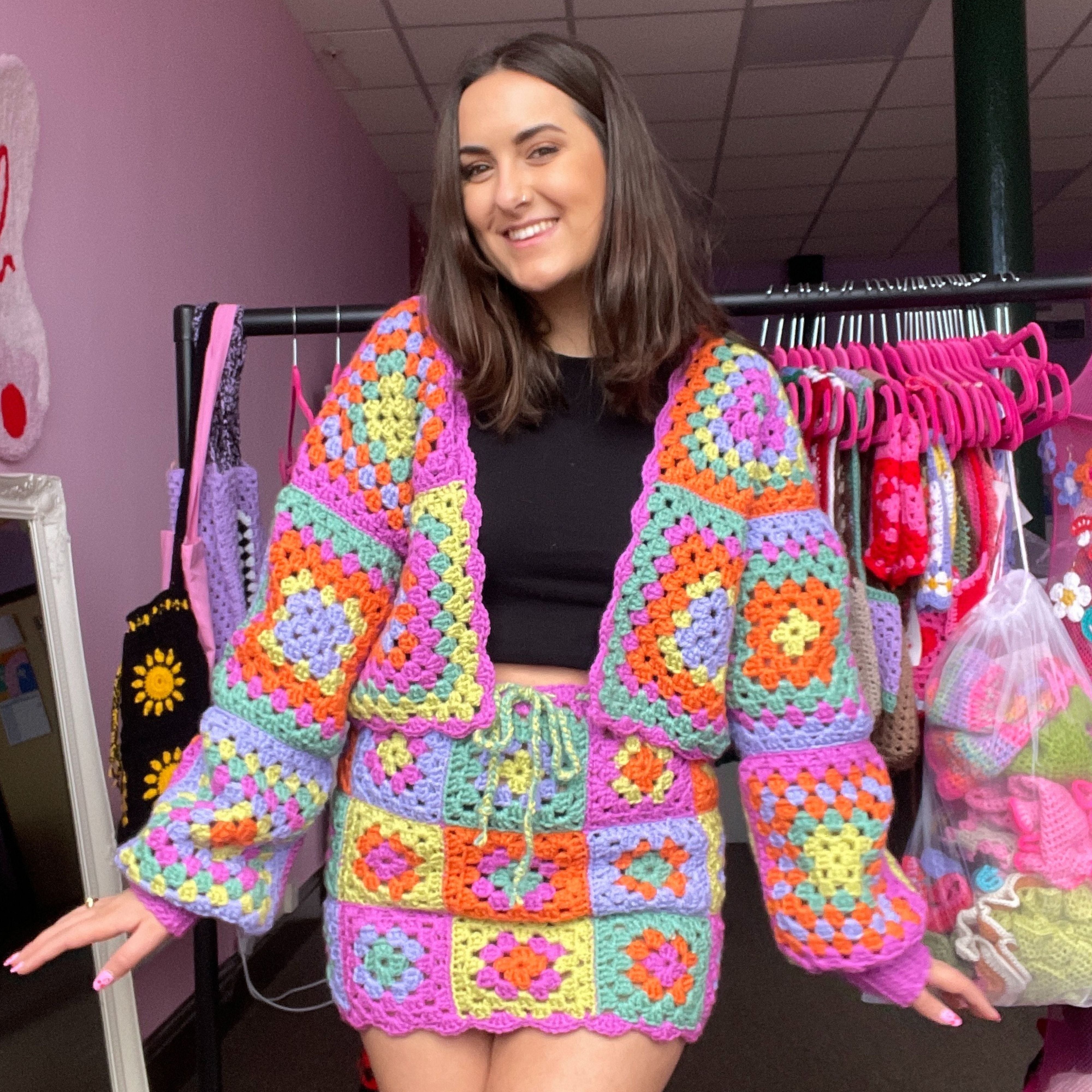 The Wendy Cardigan Handmade Colourful Chunky Patchwork Crochet Cardigan