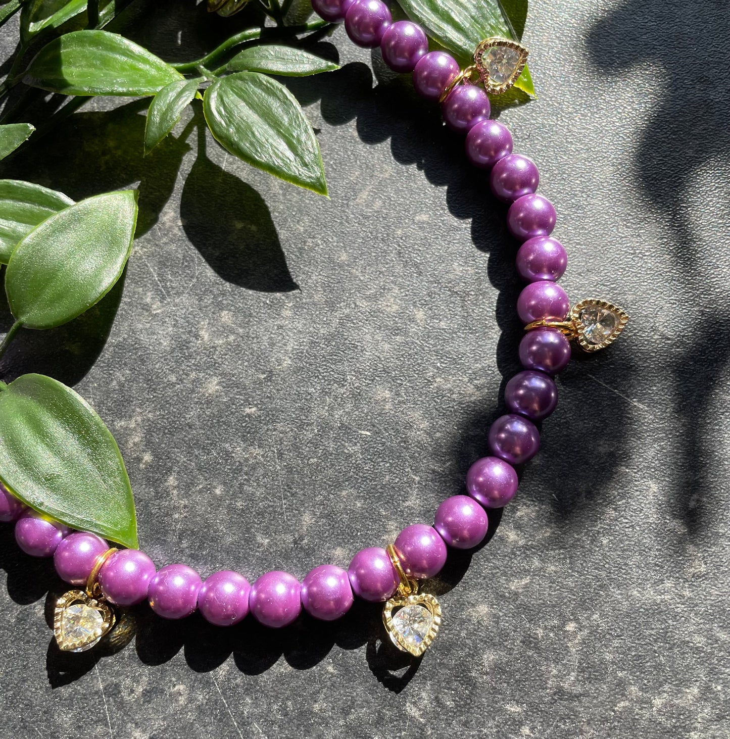 Valentine's Purple Pearl Necklace - Demon Kitty