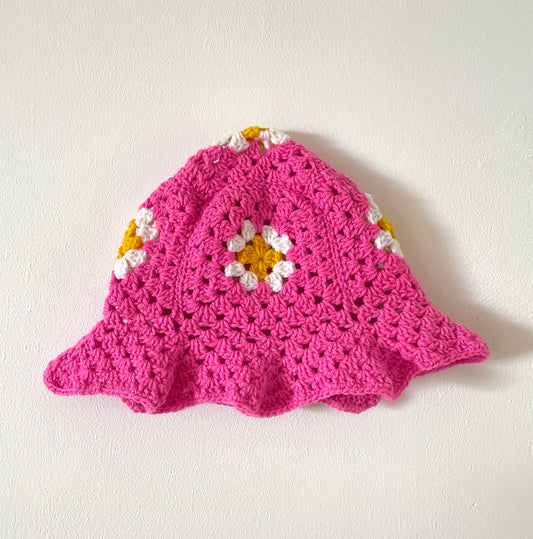 Pink Daisy Crochet Bucket Hat