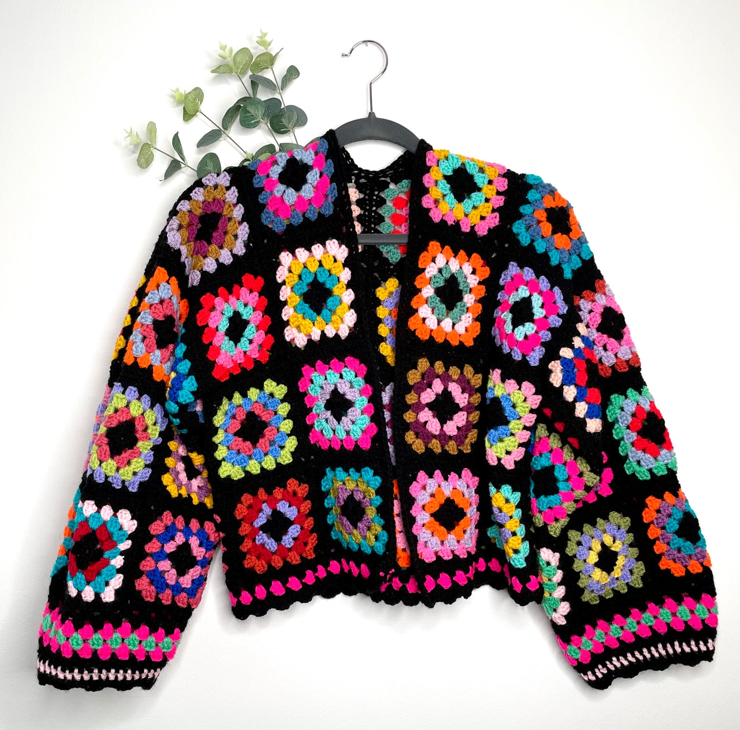 Multicoloured Patchwork Crochet Cardigan - Rainbow Collection