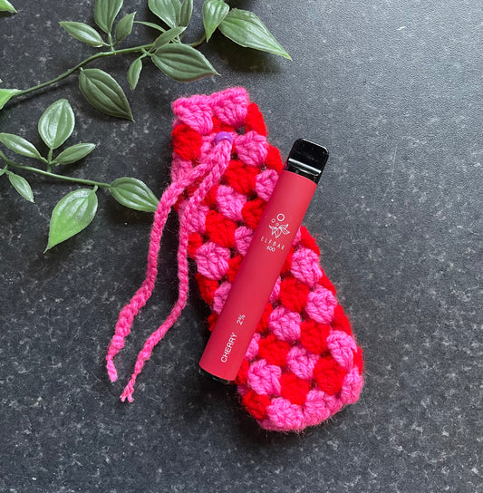 Crochet Vape Pouch - Vape Bag Pink & Red